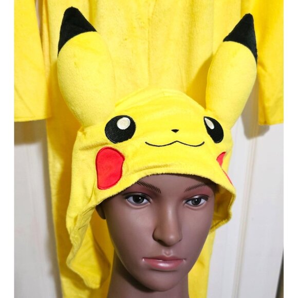 Pokémon Pikachu Costume Face Hat Plush Jumpsuit Tail Halloween Disguise Kids 4-6 - Picture 2 of 8